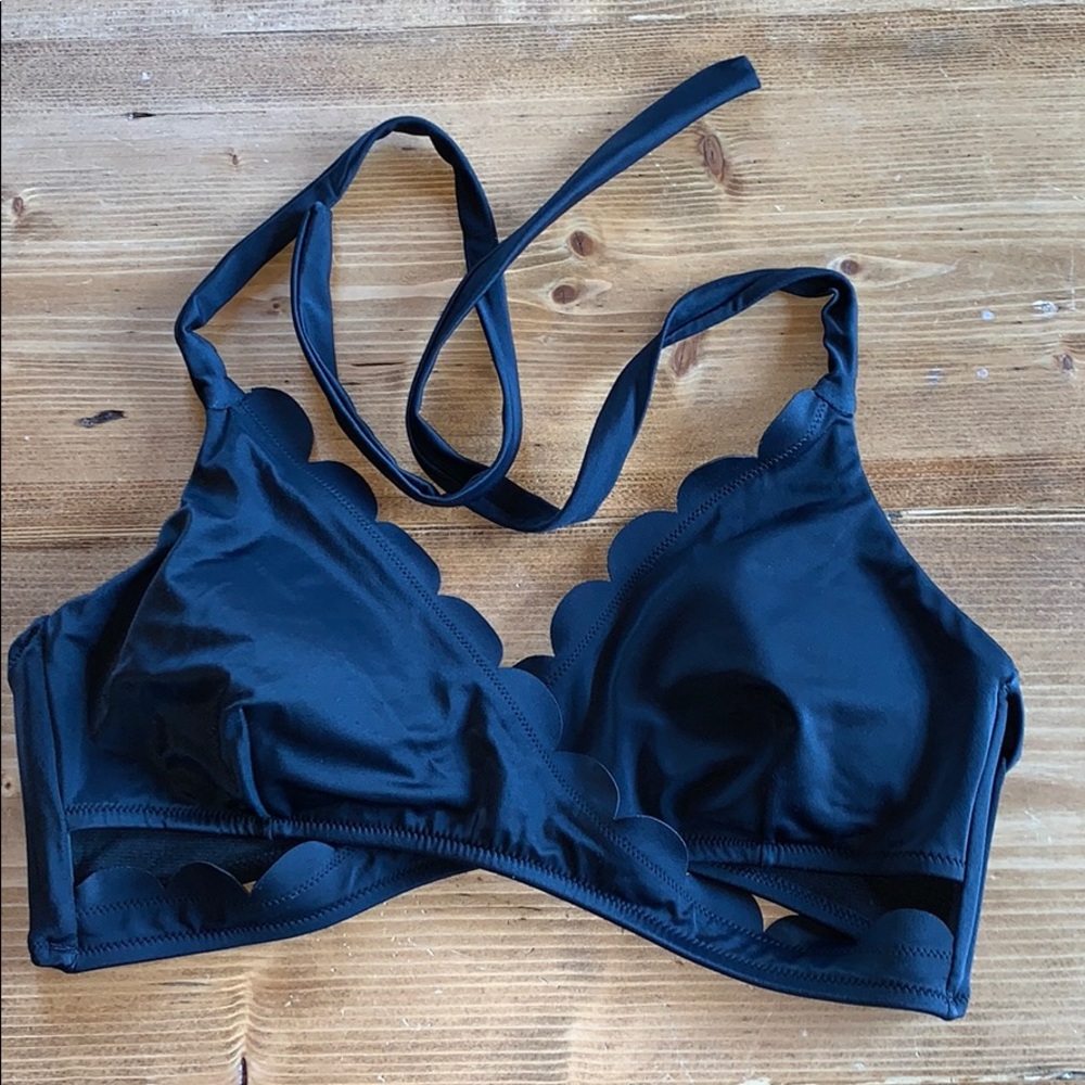 Black bikini wrap top vanilla/beach Large